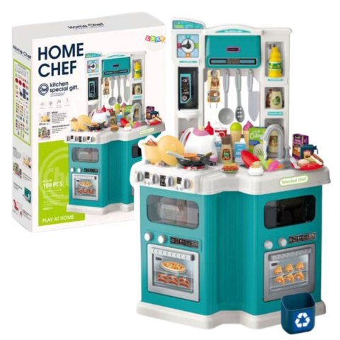 Duża Kuchnia Dla Dzieci Home Chef Dźwięki Gotowania Akcesoria 109 el.
