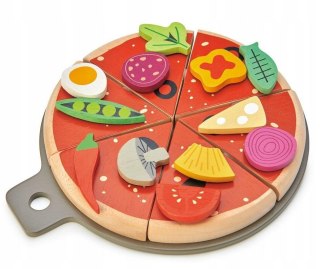 Pizza drewniana z dodatkami na rzepy