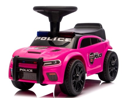 Jeździk J3 RÓŻOWY POLICE Muzyka, światła, zderzak