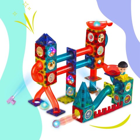 Klocki magnetyczne edukacyjne konstrukcyjne świecące 150 szt RK-782 Ricokids