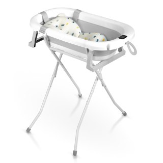 Wanienka składana dla dzieci, niemowląt ze stelażem, termometrem i wkładką Ricokids RK-287 biało-szara