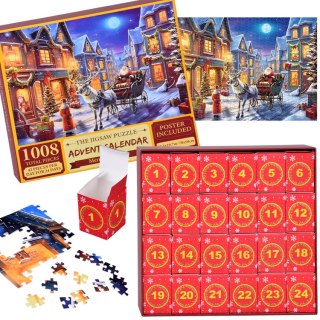 Kalendarz adwentowy PUZZLE - Św. Mikołaj w saniach w stylu VINTAGE ZA5884