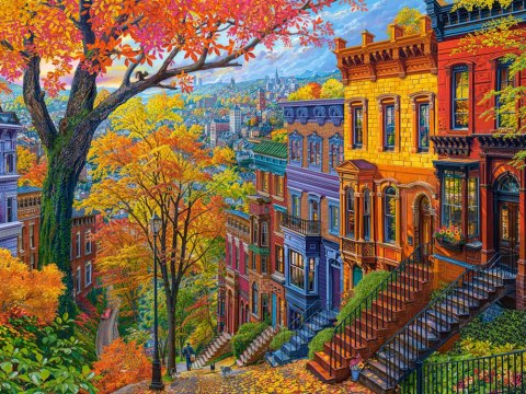 Puzzle 3000-elementów Autumn City Hill C-300709-2
