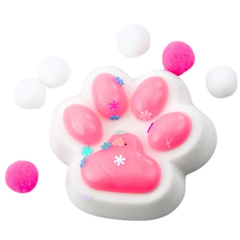 Gniotek Kocia Łapka Antystresowa Sensoryczna Squishy Biało-Różowa