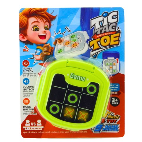 Gra Elektroniczna Kółko i Krzyżyk Tic Tac Toe 9 Trybów Zielona