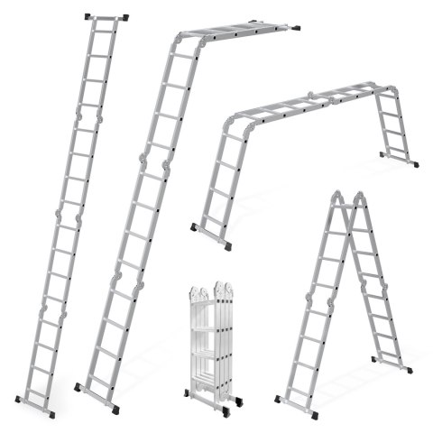 Drabina aluminiowa wielofunkcyjna 4x4 przegubowa składana 150 kg ModernHome