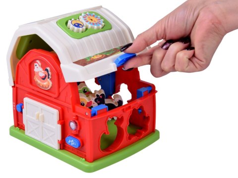 Interaktywny domek edukacyjny farma klocki odgłosy zwierząt sorter ZA5956