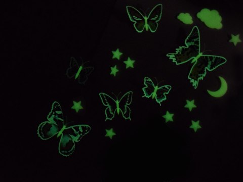 Magiczne Fluorescencyjne Motyle i Gwiazdki - Świecące Naklejki ZA5681