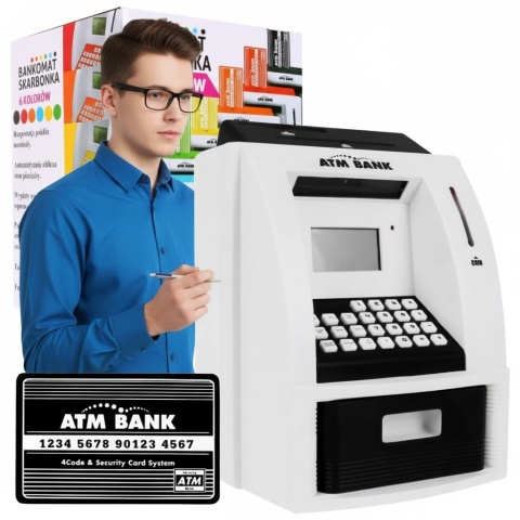 Bankomat skarbonka dla dzieci 3+ czarny Interaktywne funkcje + Karta bankomatowa