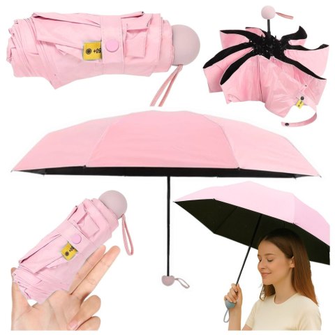 Parasolka Kieszonkowa Składana z Ochroną UV UPF 50+ Etui Różowa 90 cm