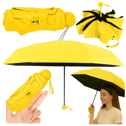 Parasolka Kieszonkowa Składana z Ochroną UV UPF 50+ Etui Żółta 90 cm