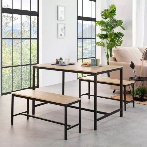 Zestaw loftowych mebli do jadalni kuchni stolik 2 ławki ModernHome