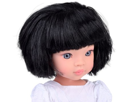 Lovely Girl Lalka z czarnymi krótkimi włosami w białej sukience 33cm ZA5850