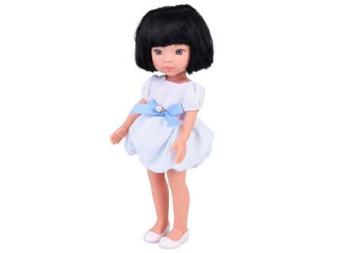 Lovely Girl Lalka z czarnymi krótkimi włosami w białej sukience 33cm ZA5850