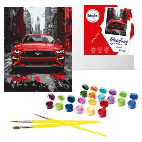 Malowanie po numerach 40x50 cm KHO5157 Czerwony mustang sportowe auto AP0106