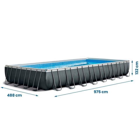 Basen ogrodowy stelażowy 975 x 488 x 132 cm 22w1 INTEX 26378 + hulajnoga GRATIS