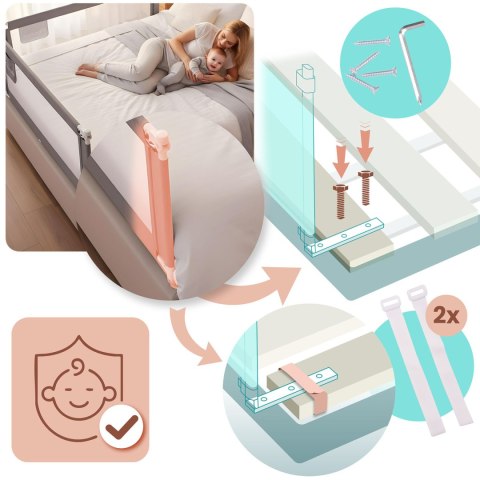 Barierka ochronna do łóżka zabezpieczająca bramka blokada 200 cm Nukido NK-227 szara