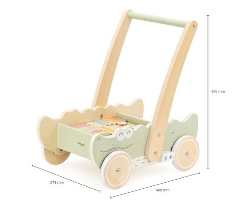 Viga 44278 PolarB Drewniany pchacz krokodyl z klockami