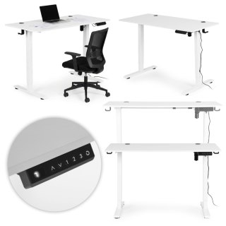 Biurko elektryczne regulowane 120x60 cm regulacja wysokości 72-117 cm białe ModernHome