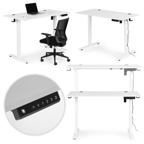 Biurko elektryczne regulowane 120x60 cm regulacja wysokości 72-117 cm białe ModernHome