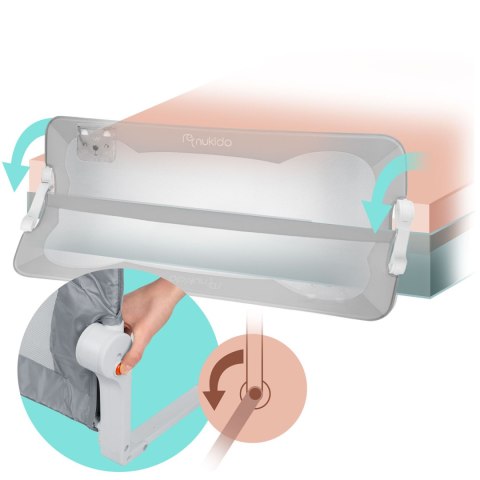 Barierka ochronna do łóżka zabezpieczająca bramka blokada 200 cm Nukido szara