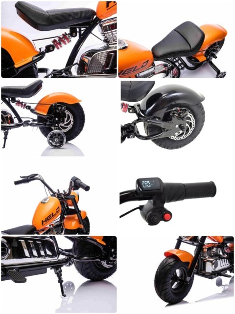 MOTOR CHOPPER "HELD", POMPOWANE KOŁA DO 25 KM/H, PODŚWIETLANY SILNIK/XB1058