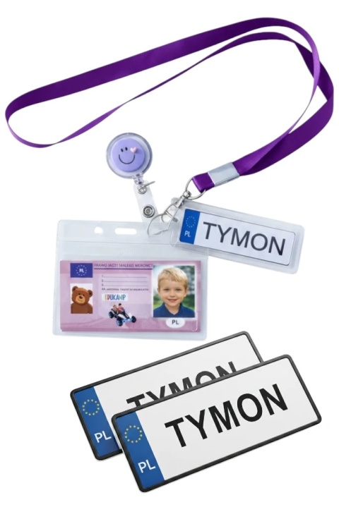 Tablice Prawo Jazdy Brelok z Imieniem Smycz identyfikator zwijak z linką