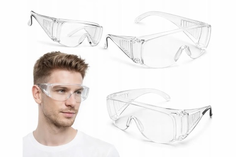 Biały FARTUCH laboratoryjny biały kitel 100% bawełna + OKULARY LABORATORYJNE Biały fartuch medyczny kitel