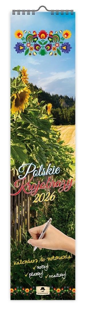 Kalendarz 2026 paskowy wąski polskie krajobrazy
