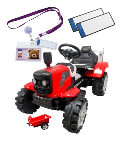 TRAKTOREK C2 czerwony na akumulator z przyczepką Muzyka