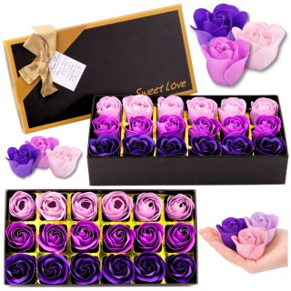 Flower Box Wieczne Pachnące Róże Kwiaty w Pudełku Fioletowe 18 szt.