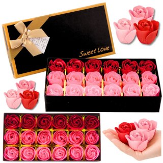 Flower Box Wieczne Pachnące Róże Kwiaty w Pudełku Różowe Czerwone 18 szt.