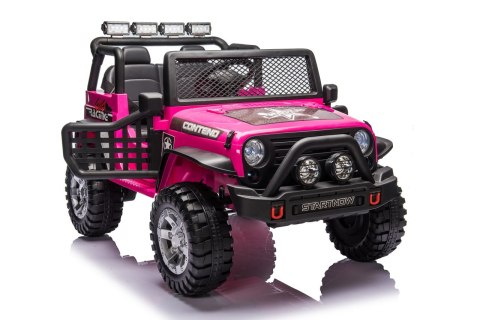 Jeep BEAST 4x4 na Akumulator różowy Ekoskóra, Koła EVA