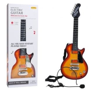 Elektryczna Gitara dla dzieci 3+ czerwony + Słuchawki z mikrofonem + Dźwięki Światła