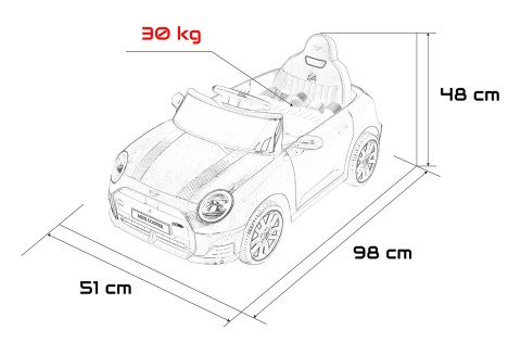 Mini Cooper 12V 2×35W Czerwony na Akumulator z Pilotem 2.4