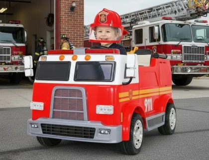 Auto straż pożarna dla dzieci na akumulator 12V 2x45W megafon armatka wodna