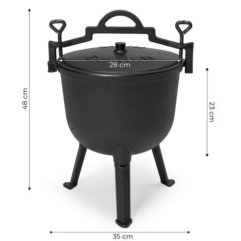 Kociołek żeliwny emaliowany 10L stojący garnek myśliwski ognisko grill MultiGarden