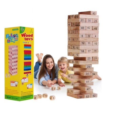 Rodzinna gra zręcznościowa Dżenga dla dorosłych i dzieci 3+ Drewniana wieża z klocków