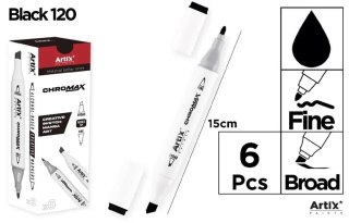 Marker Chromax z 2 końcówk. czarny (6szt)