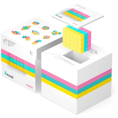 Pixio Sweet 60 klocki magnetyczne żółte różowe turkusowe 6+