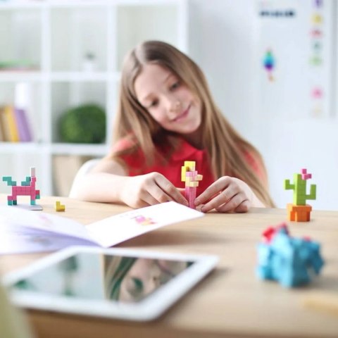 Pixio Sweet 60 klocki magnetyczne żółte różowe turkusowe 6+