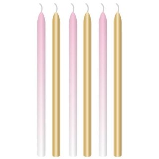 Świeczki urodzinowe ombre różowe 12cm 6szt.
