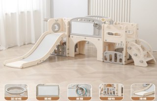 Zjeżdżalnia 5w1 Plac Zabaw z Tablicą i Bramką Zestaw Ogrodowy HDPE