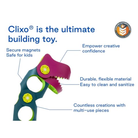 Klocki magnetyczne dinozaury 22 el. giętkie - Clixo 4+