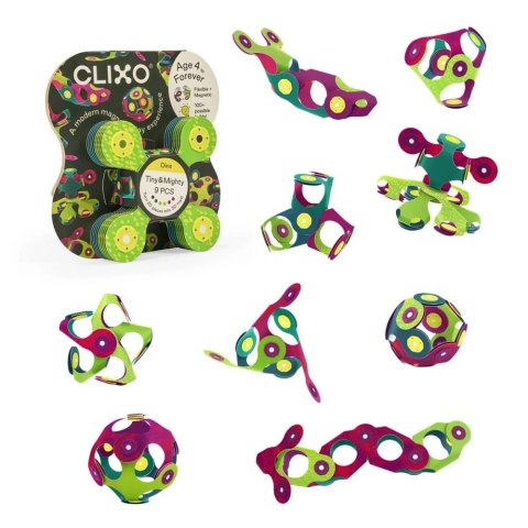 Klocki magnetyczne Clixo Dino 9 elementów - elastyczne 4+