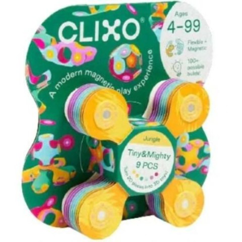 Klocki magnetyczne Clixo Jungle 9 el. - zestaw giętki 4+