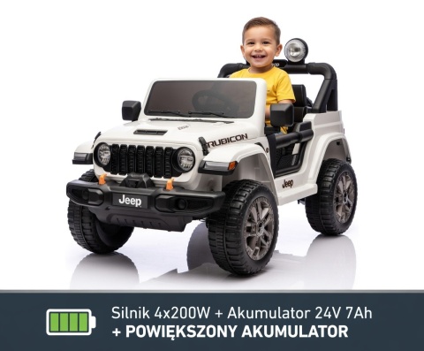 Auto na akumulator Jeep Rubicon 4x4 dla dzieci 24V biały DK-JWR556 moc 4x200W