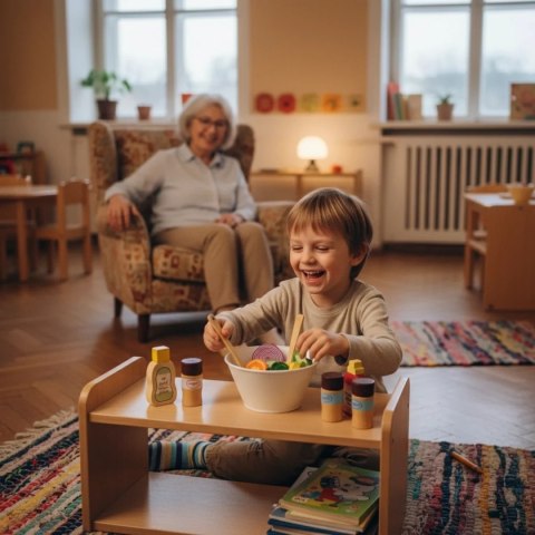 Drewniany zestaw sałatkowy 22 el. do kuchni - Kabi 3+