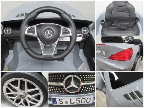 Mercedes SL500 dla Dzieci – Szary | Akumulator Litowo-Jonowy | Skóra