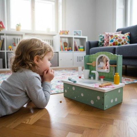 Drewniana umywalka zabawka z akcesoriami - Kabi 3+